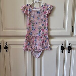 Posh Peanut Pink Floral Bodysuit Twirl 2T